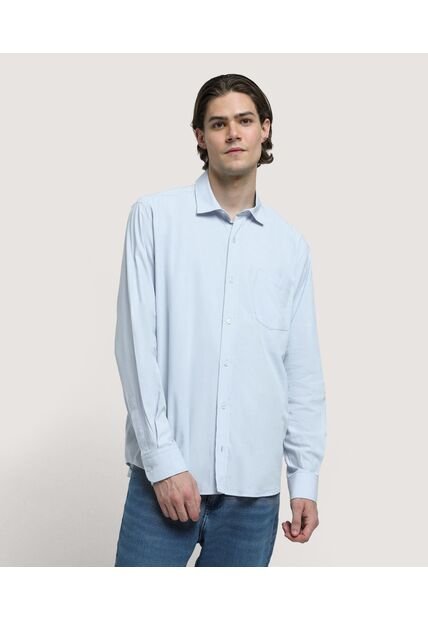 Camisa Para Hombre Manga Larga Con Bolsillo Color Azul  Marca Ostu #60010648