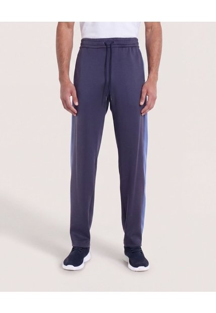 Pantalón Con Contraste Lateral  Para Hombre Azul Ostu