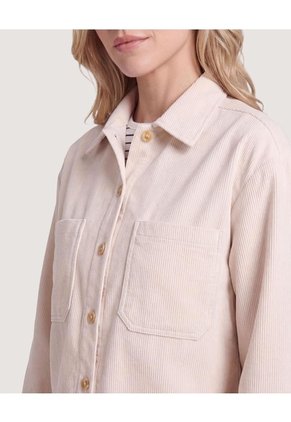 Chaqueta Sobrecamisa Pana Para Mujer Beige Ostu