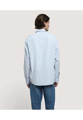 Camisa Para Hombre Manga Larga Con Bolsillo Color Azul  Marca Ostu #60010648