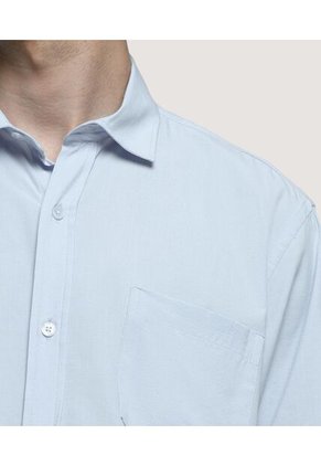 Camisa Para Hombre Manga Larga Con Bolsillo Color Azul  Marca Ostu #60010648