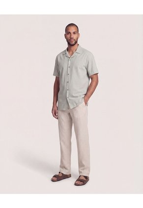 Camisa Resort De Manga Corta Para Hombre Gris Ostu