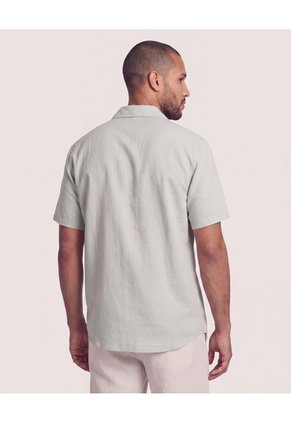 Camisa Resort De Manga Corta Para Hombre Gris Ostu