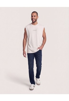 Camiseta Sin Manga Estampada Para Hombre Café Ostu