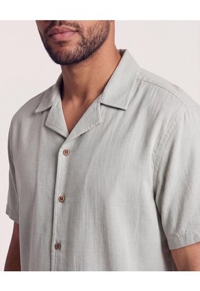 Camisa Resort De Manga Corta Para Hombre Gris Ostu