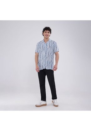 Camisa Para Hombre Manga Corta Sin Bolsillo Color Azul  Marca Ostu #60010709