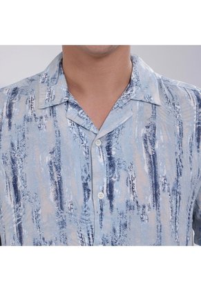 Camisa Para Hombre Manga Corta Sin Bolsillo Color Azul  Marca Ostu #60010709