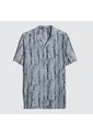 Camisa Para Hombre Manga Corta Sin Bolsillo Color Azul  Marca Ostu #60010709 de Ostu