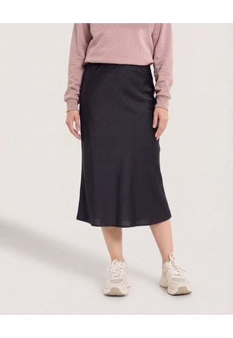 Falda En Satin  Para Mujer Negro Ostu Ostu