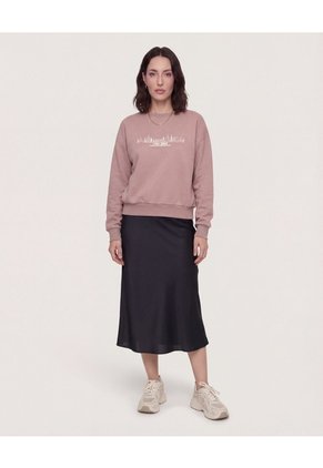 Falda En Satin  Para Mujer Negro Ostu