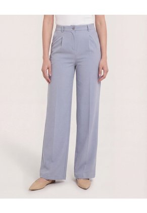 Pantalón Fluido Tiro Alto Para Mujer Gris Ostu