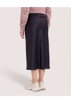 Falda En Satin  Para Mujer Negro Ostu