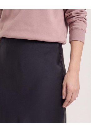 Falda En Satin  Para Mujer Negro Ostu