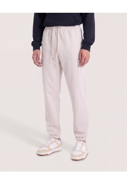 Jogger Con Bolsillos Cargo  Para Hombre Beige Ostu