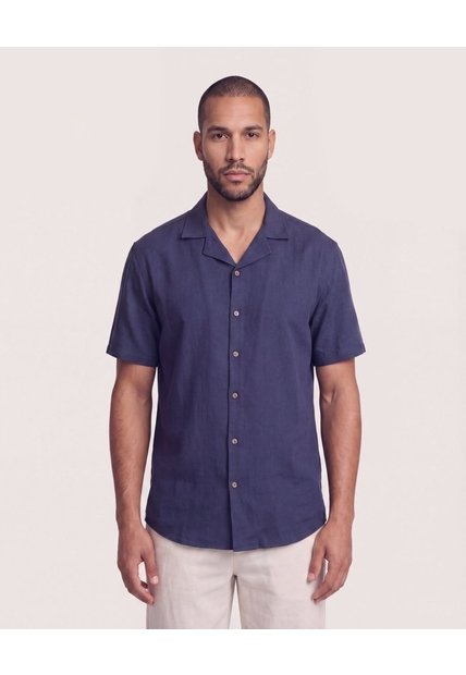Camisa Manga Larga Con Bolsillo  Para Hombre Azul Ostu