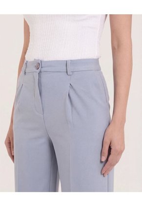 Pantalón Fluido Tiro Alto Para Mujer Gris Ostu