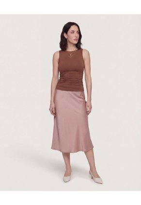 Camiseta Con Recogidos  Para Mujer Café Ostu