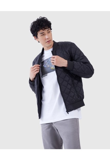 Chaqueta Para Hombre Bomber Color Negrocarbon Marca Ostu #60080107