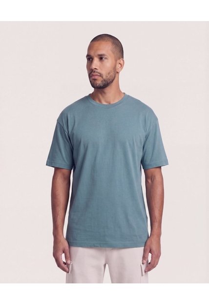 Camiseta Relaxed Estampado Nature  Para Hombre Verde Ostu