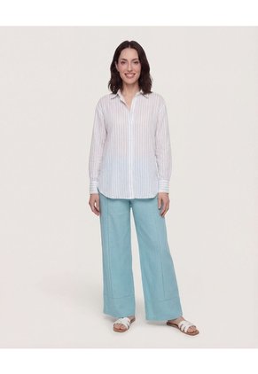 Pantalón Amplio Con Elastico  Para Mujer Azul Ostu