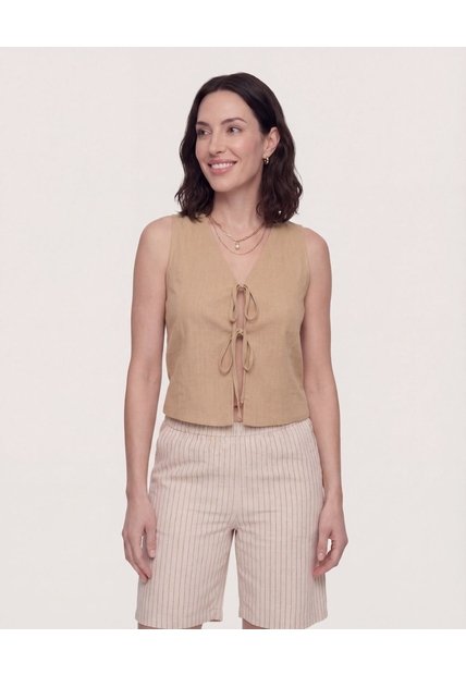 Chaleco De Anudar  Para Mujer Camel Ostu