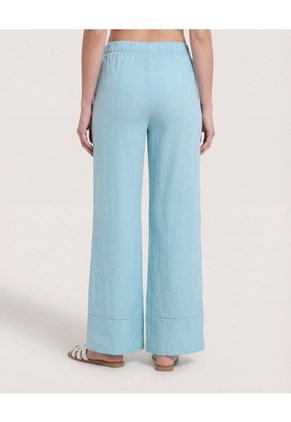 Pantalón Amplio Con Elastico  Para Mujer Azul Ostu