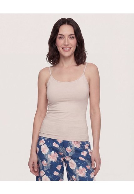 Top Básico De Tiras  Para Mujer Beige Ostu