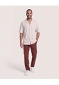 Camisa Manga Corta Resort  Para Hombre Café Ostu de Ostu