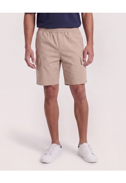 Bermuda Cargo Con Bolsillos Laterales  Para Hombre Café Ostu