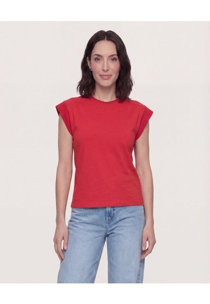 Camiseta Basica Boxi  Para Mujer Rojo Ostu