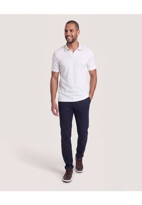 Polo Texturizado Cuello Contraste  Para Hombre Crema Ostu