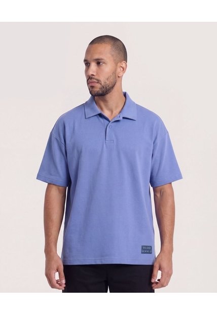 Polo Oversize Con Cuello Clásico  Para Hombre Azul Ostu