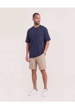 Bermuda Cargo Con Bolsillos Laterales Para Hombre Café Ostu