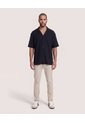 Camisa Manga Corta Resort  Para Hombre Negro Ostu de Ostu