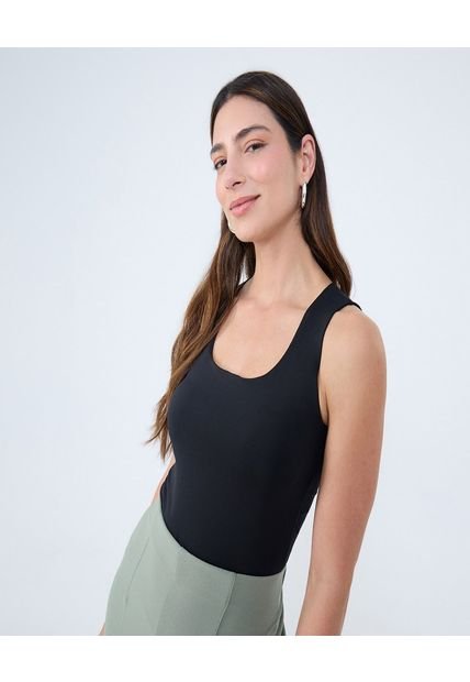 Top Para Mujer Cuello Redondo Color Negro Marca Ostu #40220409