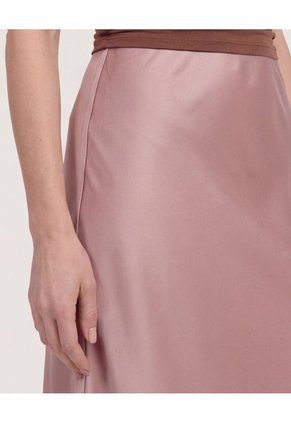 Falda En Satin  Para Mujer Café Ostu