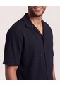 Camisa Manga Corta Resort  Para Hombre Negro Ostu de Ostu