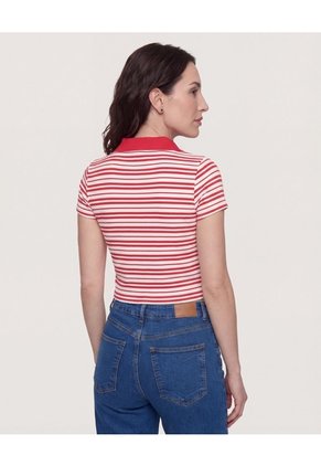 Polo Cropped Para Mujer Rojo Ostu