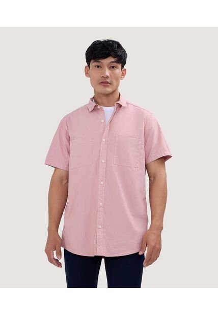 Camisa Para Hombre Manga Corta Con Bolsillo Color Rosado  Marca Ostu #60010681