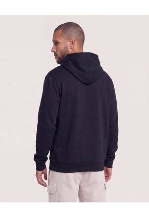 Hoodie Con Estampado  Para Hombre Negro Ostu
