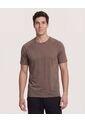 Camiseta  Para Hombre Manga Corta Cuello Redondo Color Camel Marca Ostu #60091884 de Ostu