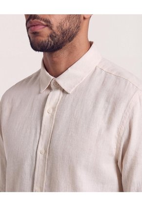 Camisa Manga Larga  Para Hombre Marfil Ostu