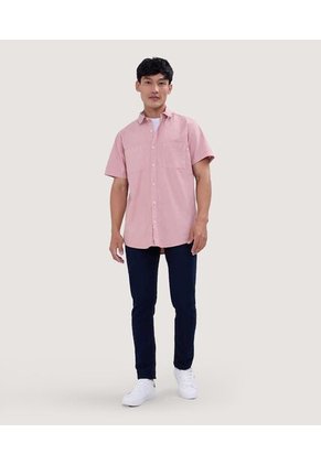 Camisa Para Hombre Manga Corta Con Bolsillo Color Rosado  Marca Ostu #60010681