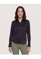 Camisa Satinada  Para Mujer Negro Ostu de Ostu