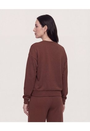 Buzo Cerrado Unicolor  Para Mujer Café Ostu