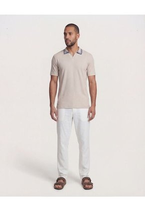 Polo  Para Hombre Cuello Tejido Sin Bolsillo Color Avena Marca Ostu #60119071