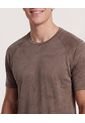 Camiseta  Para Hombre Manga Corta Cuello Redondo Color Camel Marca Ostu #60091884 de Ostu