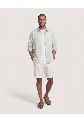 Camisa  Para Hombre Manga Larga Sin Bolsillo Cuello C Color Verde Marca Ostu #60018230