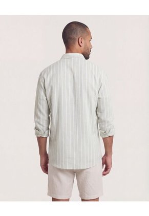 Camisa  Para Hombre Manga Larga Sin Bolsillo Cuello C Color Verde Marca Ostu #60018230