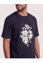Camiseta Regular Estampado Floral  Para Hombre Negro Ostu de Ostu